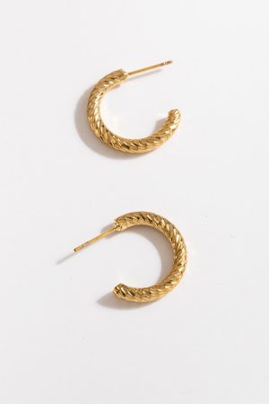 Heather Knife Cut Textured Huggie Hoop Earrings