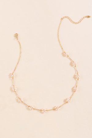 Serena Stationed Glass Flower Single Strand Necklace