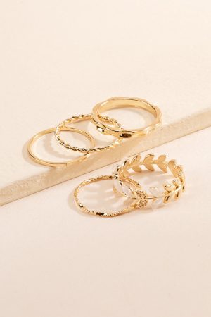 Alisha Cateye Leaf Ring Set