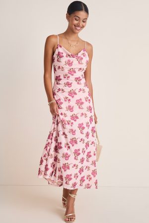 Mary Floral Mesh Slip Midi Dress