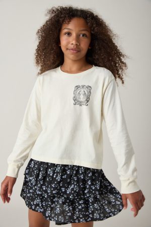 Hello Franki Angel Wing Long Sleeve Crop T for Girls