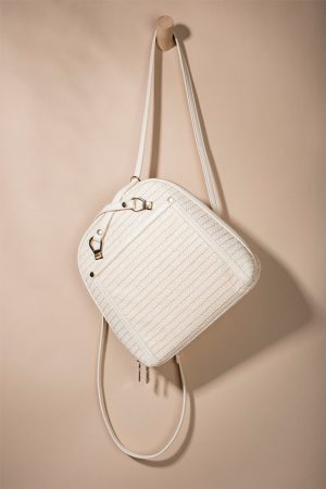 Rochelle Straw And Faux Leather Backpack