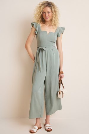 Greta Flutter Sleeve Cropped Jumpsuit