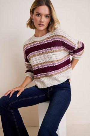Trisha Long Sleeve Striped Sweater