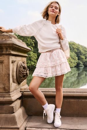 Samantha Bow Print Tiered Mini Skirt