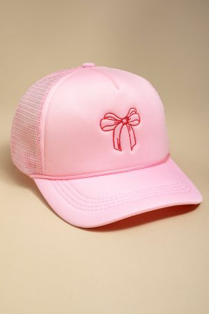 Meghan Embroidered Bow Trucker Baseball Cap