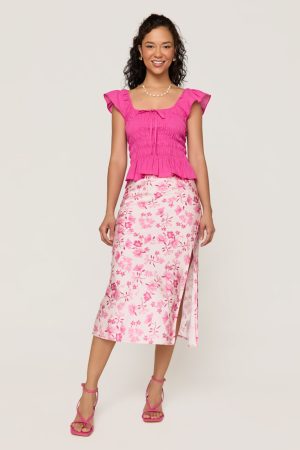 Carla Floral Satin Midi Skirt