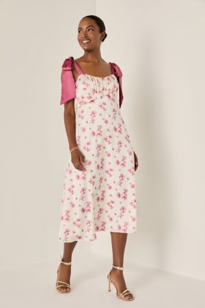 Elena Bow Strap Midi Dress