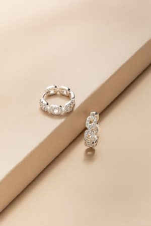 Lauren Crystal Link Huggie Earrings