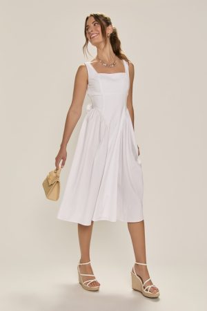 Vicky Drop Waist Bow Back Midi Dress