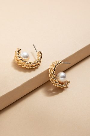 Eleanor Pearl Rope Hoop Earrings