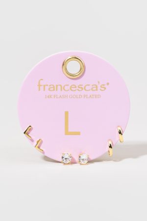 Gold And Crystal Initials Earring Set