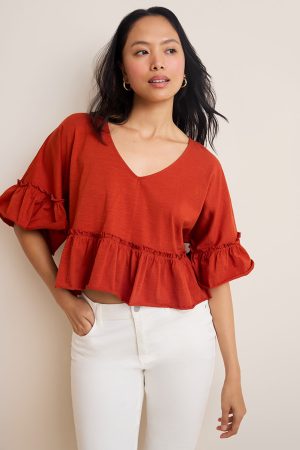 Elaine Ruffled Dolman Tee