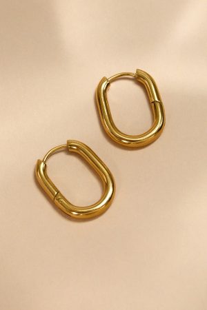 Sheryl Stainless Steel Oblong Hoop Earrings