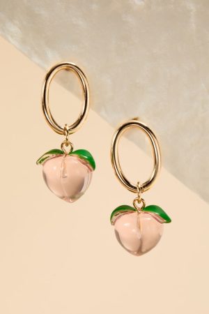 Julia Peach Oval Drop Earrings