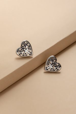Sandra Embossed Silver Stud Earrings