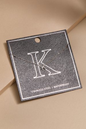 K Stainless Steel Mini Initial Necklace