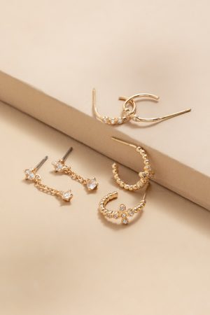 Etta Mixed Style Pave Earring Set