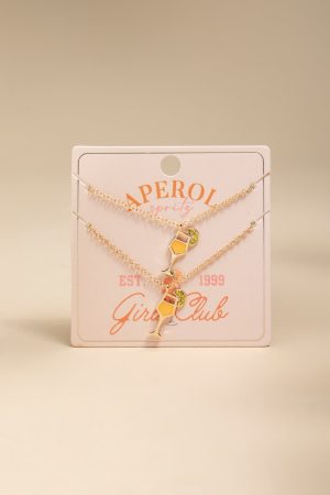 Apperol Spritz Pendant Necklace Set