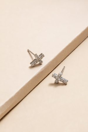 Patricia Crystal Cross Stud Earrings