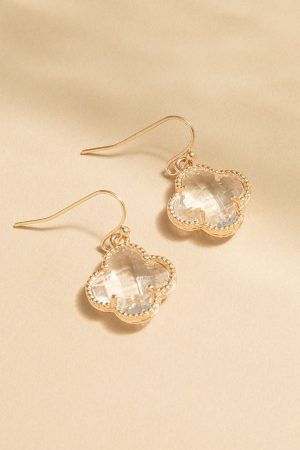 Trina Facet Glass Clover Drop Earrings