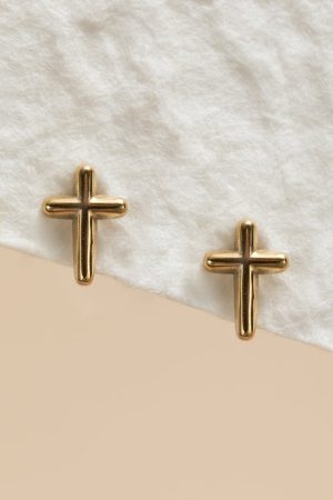 Andrea Stainless Steel Cross Stud Earrings