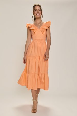 Eva Flutter Sleeve Midi Dress