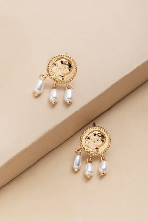 Marina Coin With Pearl Drop Earrings