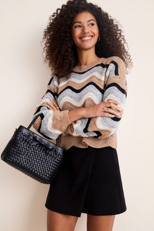 Maggie Wavy Striped Pullover Sweater