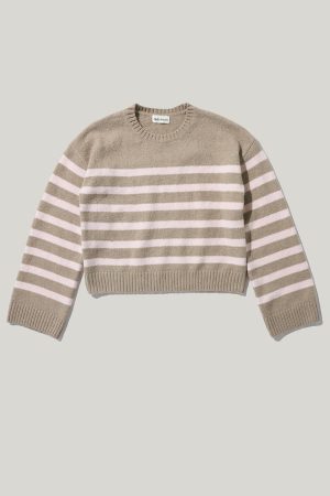Hello Franki Mossy Striped Pullover Sweater for girls