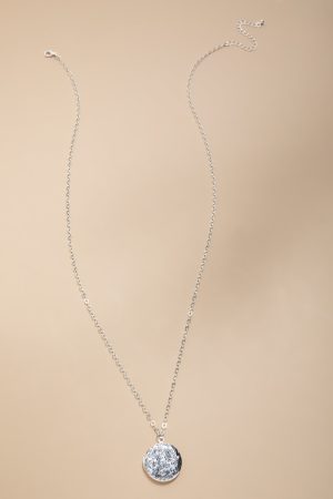 Jodie Silver Locket Pendant Necklace