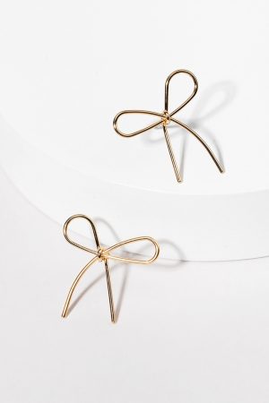 Marsha Gold Wire Bow Stud Earrings