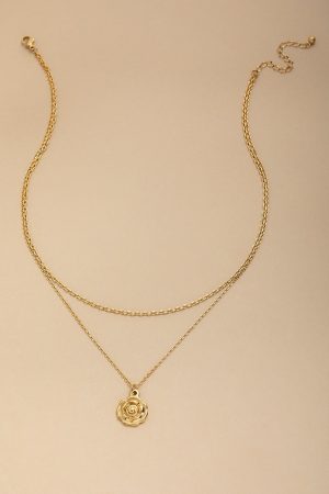 Eliza Stainless Steel Rose Pendant Necklace