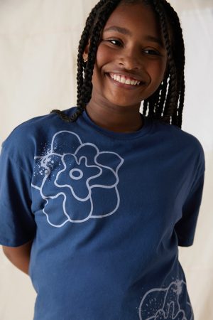 Hello Franki Abstract Floral Oversized T-Shirt for girls