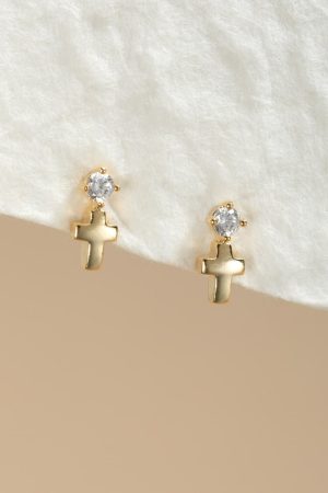 Alexis Mini Crystal Cross Drop Earrings