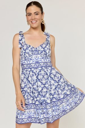Joan Tile Print Mini Dress