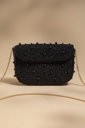 Nicole Black Pearl Fold-Over Clutch
