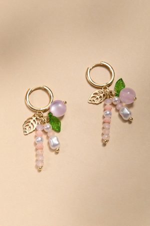 Gina Peach Charm Drop Earrings