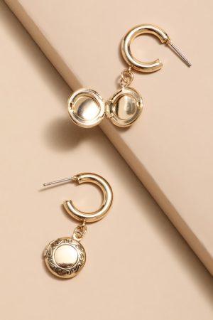 Anne Mini Locket Drop Earrings