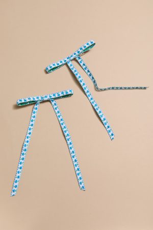 Beth Embroidered Blueberry Barrette Set