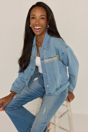 Steff Rhinestone Studded Denim Jacket