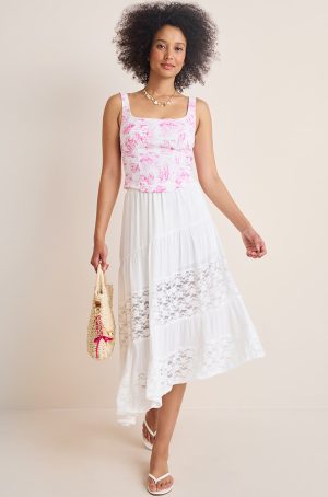 Bridget Tiered Lace Midi Skirt