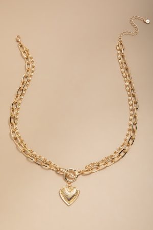 Robyn Gold Heart Pendant Necklace