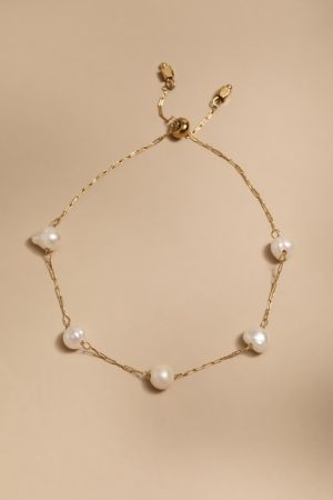 Kristine Stainless Steel Pearl Station Strand Bracelet