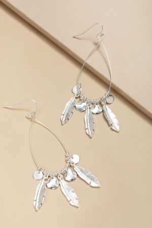 Hallie Shaky Leaf Charm Teardrop Earrings