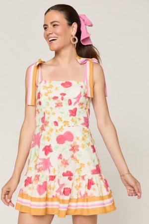 Brittany Floral Tie Strap Mini Dress