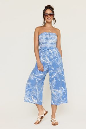 Mona Smocked Floral Jumpsuit