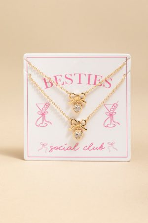 Besties Social Club Double Pendant Carded Necklace