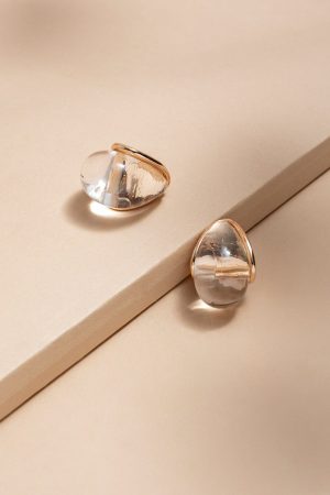 Lea Clear Gold Drop Earrings