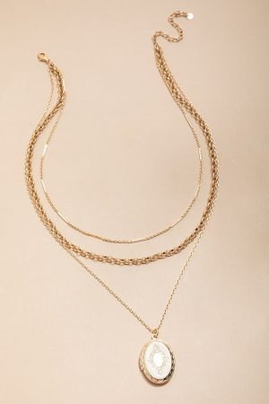 Valerie Layered Locket Pendant Necklace